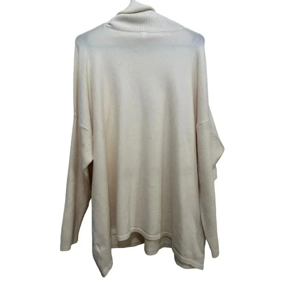MarlaWynne Cream Ribbed Trim Turtleneck Doleman Sweater Size XL - Picture 6 of 11